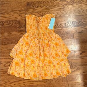Shore Floral Orange Dress w/ Shorts NWT
